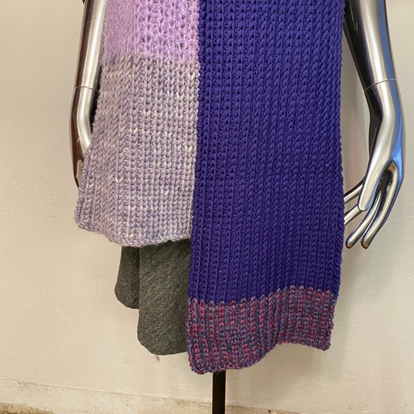 Hand Knit Chunky Scarf, Purple Tones - Picture 5 of 6